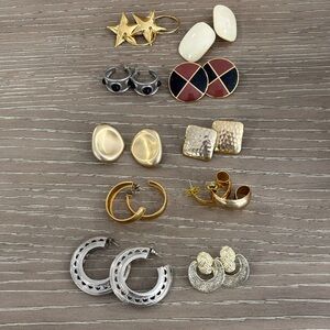 Lot of Gold and Silver colored Earrings - 10 pairs